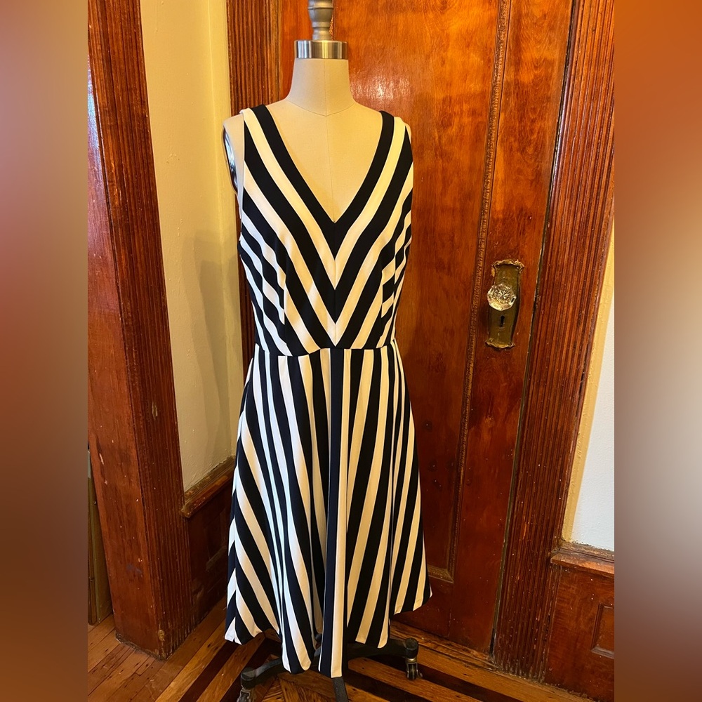 Navy and White Striped Dress by Ann Taylor